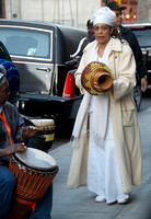 DSC_5245 Drummers honor Gil Noble at wake outside Abyssinian Baptist Church